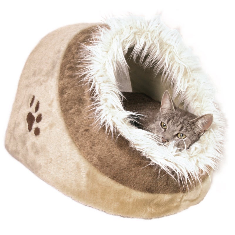 Trixie Minou Cuddly Cave Cat Bed with Removable Cushion, Non-Skid Bottom,Beige/Brown, Medium - Image 2